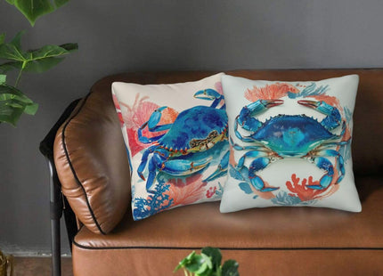 Czvixsa Coastal Crab Throw Pillow Covers 2pcs Soft Cushion Cases Holiday Farmhouse Home Decor for Sofa Bed Couch Porch 18x18 Inch