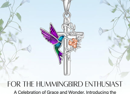 Fenthring Hummingbird Necklace for Women Cross Sterling Silver
