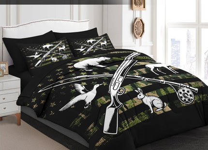 WeCozy Twin Comforter Set with Sheets, 5 Pieces Hunting Fishing Bedding
