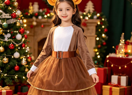 YOULSUN Kids Animal Costume with Dress Belt and Headband Deer Costume for Halloween Cosplay Gifts (Deer,S/4-6Y)