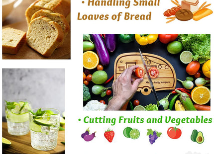 Haigoo RV Bamboo Cutting Board, Retro Happy Camper Wood Chopping Board
