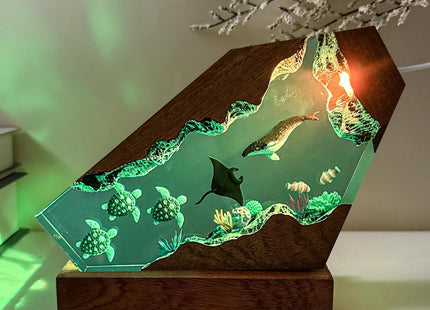 Humpback Whale Ocean Resin Lamp, Handmade Resin Night Light for Home Decor