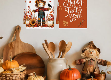 VISSTREE Fall Scarecrow Kitchen Towels 4 PCS, Autumn Hand Towel, 16x24in