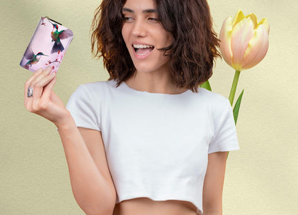 DIGTIALL RFID Credit Card Holder Wallet,Hummingbird Flower