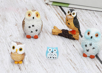 ONEST 14 Pieces Mini Owl Figurines Playset Hand Painted Tiny Owls Realistic Detailed Resin Owl Figures Small Owl Figurines