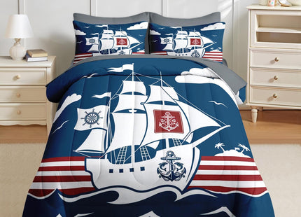 Nesker Twin Comforter Set with Sheets, 5 Pieces Nautical Anchor Bedding