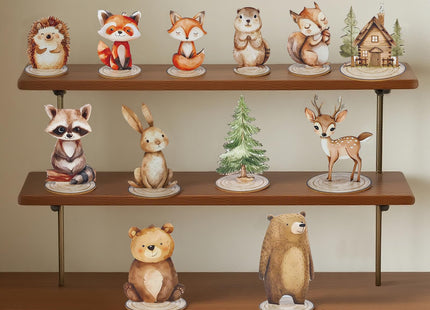 DAECHAO 12 Pack Woodland Animals Baby Shower Decorations, Kid Forest Happy Birthday Decoration Centerpieces for Tables Woodland Nursery Animal Decor Home Office Farmhouse