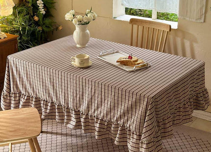 NSNLGSGC Mocha Plaid Gingham Tablecloth Rectangle 52"x70"