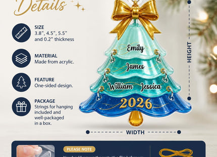 Wrappiness Custom Name Christmas Ornament, Family Member Pine Tree Ornament