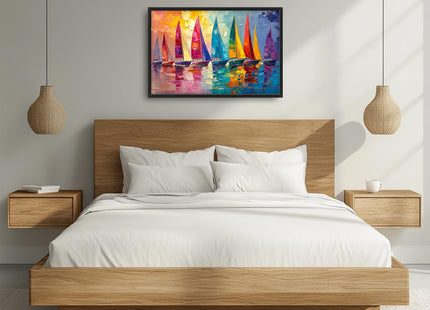 Trulave Large Beach Sailboat Canvas Wall Art for Living Room 36''x24''