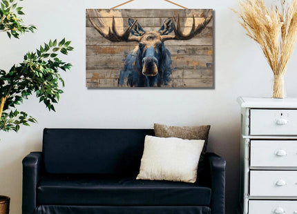 Personalized Moose Wall Decor Rustic Wooden Plaque Cabin Wildlife Artwork