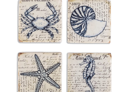 Beach Coasters for Drink Set of 4 Absorbent Nautical Housewarming Gifts