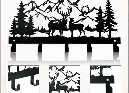 Metal Key Holder Wall Mount, Deer Antler Key Hooks, Rustic Cabin Decor