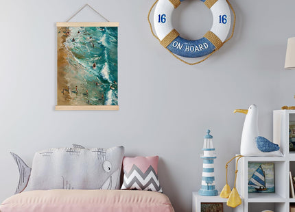 Jvpke Beach Wall Decor, Coastal Surf Wall Art Poster Framed, Surf Room Decor, Beachy Room Decor Aesthetic, Beachy Canvas Wall Decor Prints for Home Bedroom Living Room Decorations, 12x16 Inch