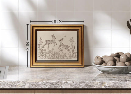 VIYYIEA Vintage Gold Framed Wall Art, Sika Deer Canvas Paint, 8x10 IN