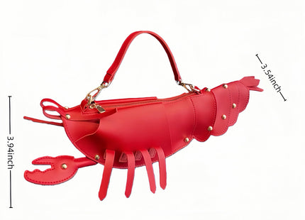 XJXFKDG Lobster Shaped Crossbody Bag,Fun Unique Rivets Lobster Design Shoulder,PU,Stylish Handbag Purse for Women Girls (Red)