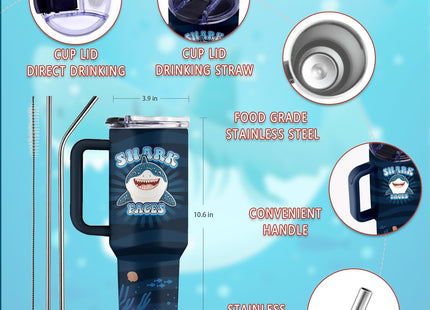 Uibunoo Whale Shark 40oz Tumbler, with Handle Straw, Stainless Steel Cup