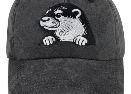 Peeking Otter Hats for Men Women, Sea Otter Birthday Decorations Baseball Cap, Cute Bank Beaver Decor, Christmas Animal Themed Gifts for Daddy ‌Mommy Black