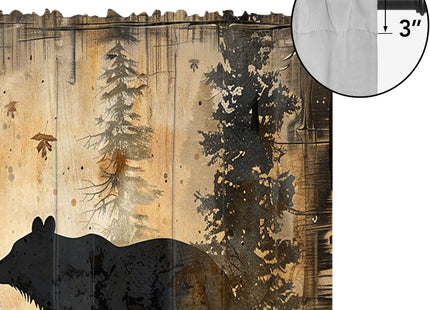Rustic Deer Bear Curtain Valances Window Treatments Forest Pine Tree Elk Moose Hunting Cabin Lodge Country Farmhouse for Kitchen Windows Rod Pocket Valance Window Treatments 54 x 18 Inch, 1 Panel