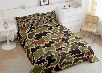 Feelyou Camo Bear Hunting Comforter Set Toddler Size Kids Boys Girls
