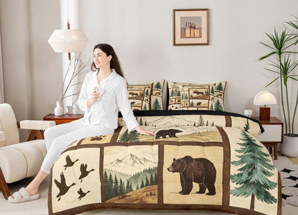 Erosebridal Western Rustic Bear Deer 7-Piece Comforter Set