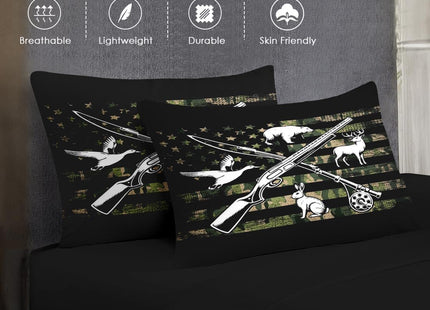 WeCozy Twin Comforter Set with Sheets, 5 Pieces Hunting Fishing Bedding