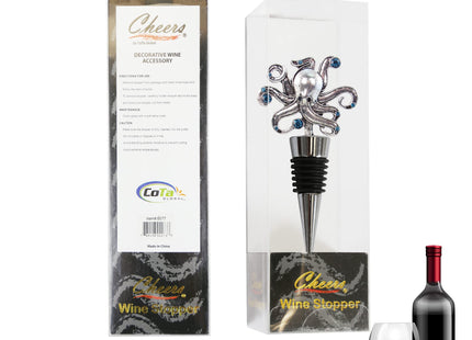 Cheers Octopus Metal Wine Stopper - Elegant Vacuum Seal Reusable Animal Ocean Life Wine Bottle Stopper Airtight Leak Proof Bottle Topper Cork Plug, Cute Home Decor & Bar Tool Accessory Unique Gift
