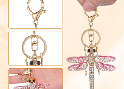 Amosfun Dragonfly Keychain Sparkling Rhinestone Dragonfly Keychain Pendant