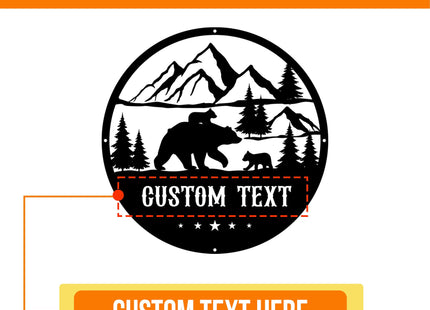 Personalized Bear Metal Cabin Sign, Custom Family Name Sign, Black Bear Decor, Log Cabin Bathroom Wall Decor, Bear Decorations for Home, Wildlife Lover's Gift, Personalized Birthday Gifts for Hunters