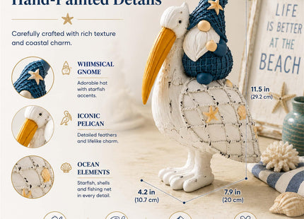 Bechivie Beach Gnome Pelican Decor, Coastal Decor for Home Table Mantel