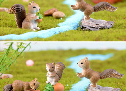 8 Pcs Squirrel Figures Animal Character Toys Cake Toppers, Squirrel Fairy Garden Miniature Figurines Collection Playset Christmas Birthday Gift Desk Decorations