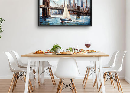 Large Framed Sailboat Wall Art, Abstract Decor Canvas Print 36" L x 24" W
