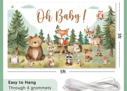 Woodland Baby Shower Decorations Backdrop Banner