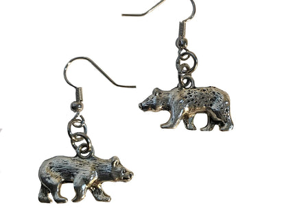 Pewter Grizzly Polar Black Bear Nickel Free Hooks Jewelry Earrings