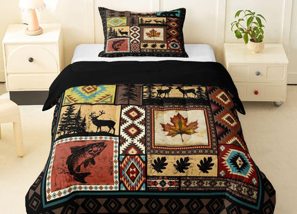 Erosebridal Rustic Cabin Toddler Comforter Set Western Country Farmhouse Bedding Set Hunting Bear Deer Comforter for Kids Boys Girls,Bass Fishing Quilt Duvet