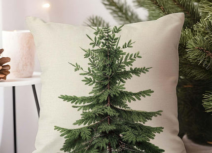 HERHOME Christmas Tree Pillow Covers 18x18 Inch Green Pine Tree Natural