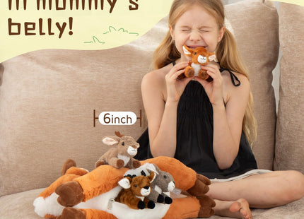 MorisMos Plush Deer Stuffed Animal, 18" Mommy Stuffed Deer with 4 Babies