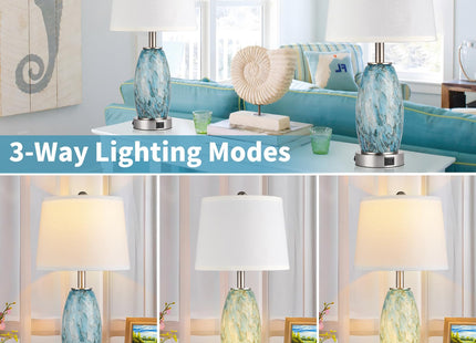Lovlast 23.5" Coastal Modern Table Lamps Set of 2 for Living Room Bedroom