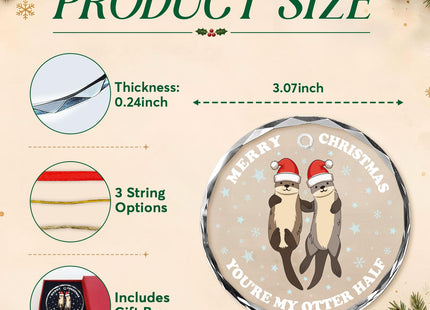 Otter Couple Glass Christmas Ornaments 2026, Christmas Tree Decorations
