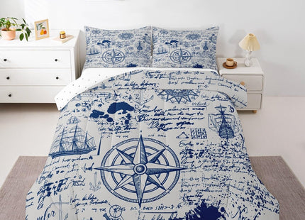 jejeloiu Anchor Decor Themed Ocean Comforter Set Queen Size Kids Boys