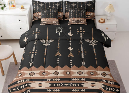 Feelyou Rustic Lodge Cabin Comforter Set with Sheets,Western Southwestern Aztec 7 Piece Bedding Set Twin Size,Boys Girls Bedroom Room Decor,Bohemian Bed in a Bag,Western Farmhouse Bed Set