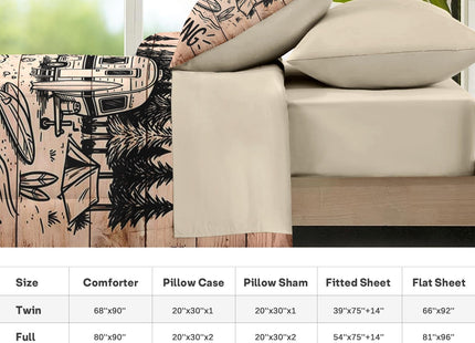 Nesker Queen Comforter Set with Sheets, 7 Pieces Camping Forest Bedding