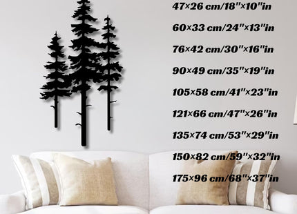 rumloch Metal Pine Tree Wall Art, Pine Tree Decor, Nature Forest Metal Decor, Tree Wall Art, Wall Decorations for Living Room, Bed Room, Dning Room, Nature Lover Gift (Black,18"×10")