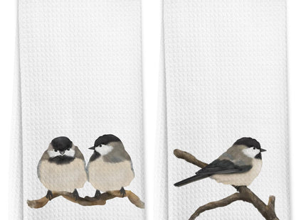 EGBTL Chickadee Bird Kitchen Towels, Rustic Farmhouse Birds Hand Towels for Bathroom Decor, Bird Lovers Gifts for Women Men Dishcloths Dish Towel for Kitchen 16x24 Inches Set of 2