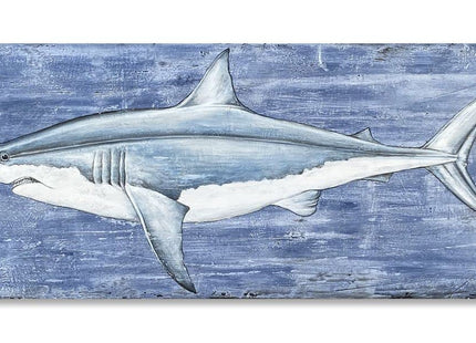Yihui Arts Shark Canvas Wall Art - Blue and White Coastal Paintings for Living Room Bedroom Bathroom Decor