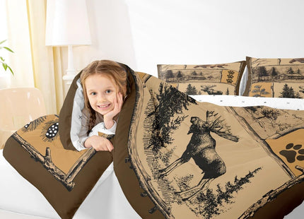 Feelyou Bear Cabin Moose Comforter Set Twin Size Boys Girls Bedding