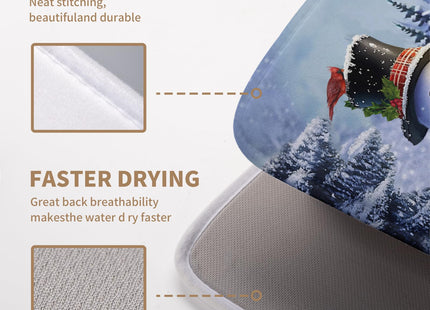 Winter Snowman Dish Drying Mat for Kitchen Counter 16x18 Snow Cardinals Pine Tree Christmas Drying Mats Microfiber Absorbent Dishes Pad Dish Drainer Rack Mats for Coffee Bar Sinks Kitchen Accessories