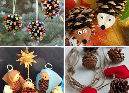 Winlyn 30 Pcs Christmas Hanging Real Preserved Pine Cones Ornaments 2"-3" Tall Christmas Tree Hanging Pinecone Ornaments