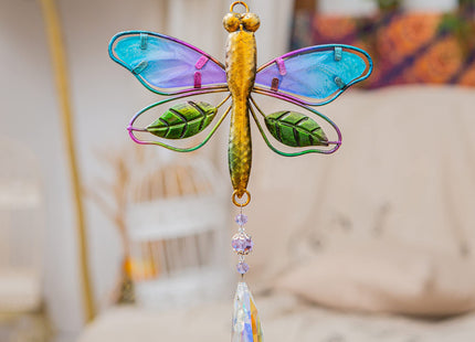 WEISIPU Crystal Suncatchers for Windows - Dragonfly Crystal Ball Prisms Hanging Crystals Ornament for Home Garden Office Wedding Christmas Decoration-Dragonfly