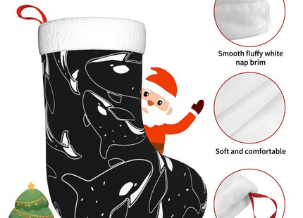 FYCFSLMY Whale Orca Killer Black Large Christmas Stockings, Xmas Tree Fireplace Hanging Decorations for Home Holiday Decor